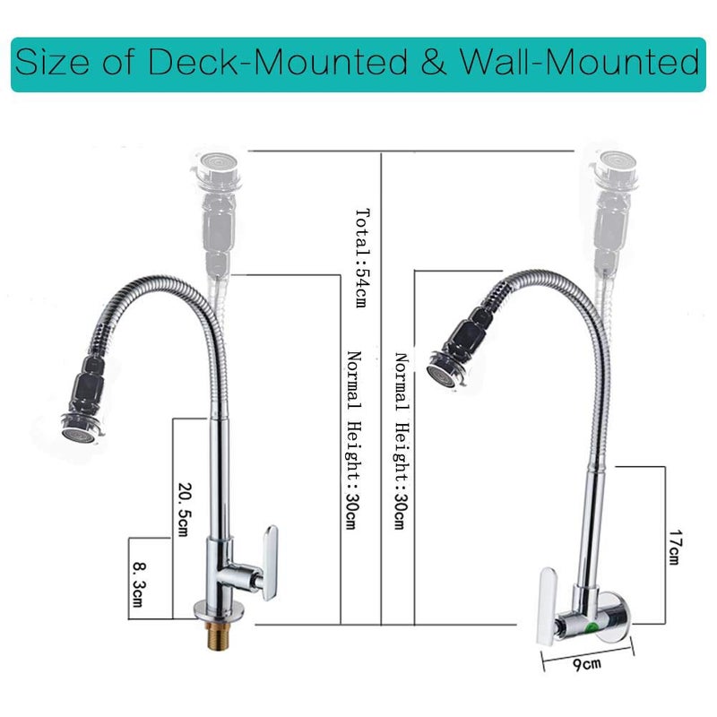StoHua Kitchen Sink Faucets 360 Rotatable Single Lever Stainless Steel Wall-Mounted Kitchen Tap Ktichen Faucet Chrome Finished - Image 5